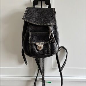 Vintage Roots Black Mini Leather Backpack(Suede Interior)